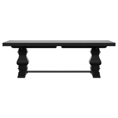 Florence Rectangular Pedestal Dining Table with Planked Wood Top Antique Black - 115531