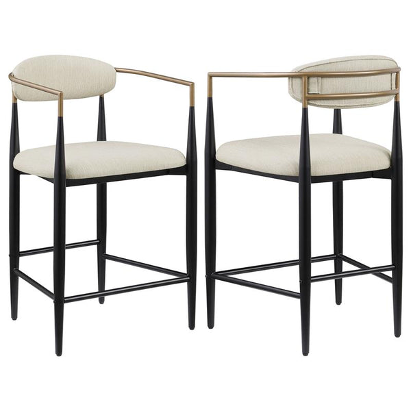 Tina Metal Counter Height Bar Stool with Upholstered Back and Seat Beige (Set of 2) - 121184