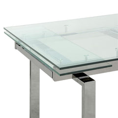 Wexford Glass Top Dining Table with Extension Leaves Chrome - 106281