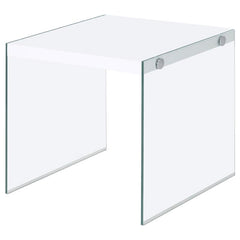 Opal Square Glass Frame Side End Table White High Gloss - 704147