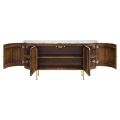 Ortega 4-door Marble Top Dining Sideboard Server White and Natural - 105145
