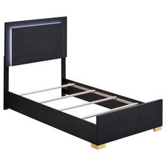 Marceline Wood Twin LED Panel Bed Black - 222831T
