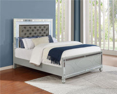 Gunnison Wood Eastern King LED Panel Bed Silver Metallic - 223211KE