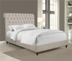 Devon Upholstered California King Panel Bed Beige - 300525KW