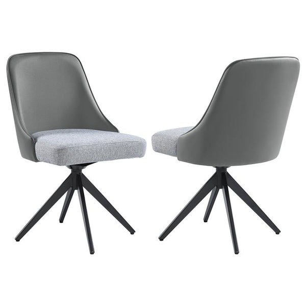 Paulita Upholstered Swivel Side Chairs (Set of 2) Grey and Gunmetal - 110712