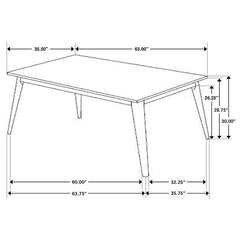 Everett 5-piece Faux Marble Top Dining Table Natural Walnut and Grey - 192761-S5