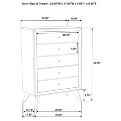Janelle 5-drawer Bedroom Chest White - 223655