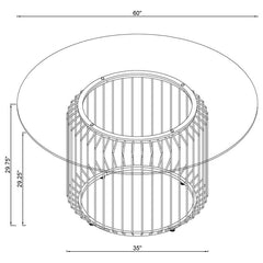 Veena 60" Round Glass Top Dining Table Clear and Chrome - 193430BG