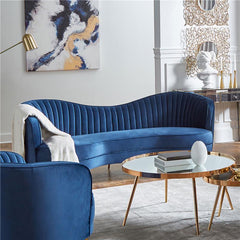 Sophia Upholstered Channel Tufted Sofa Blue - 506861