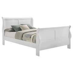 Louis Philippe Wood Full Sleigh Bed White - 204691F