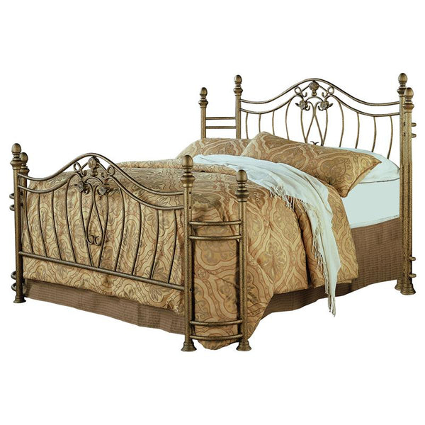Sydney Metal Eastern King Open Frame Bed Brushed Gold - 300171KE