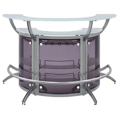 Dallas 2-shelf Curved Home Bar Silver and Frosted Glass (Set of 3) - 100135-S3