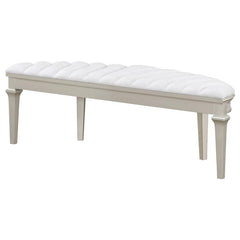 Evangeline Curved Fabric Upholstered Bench Silver Oak - 223396