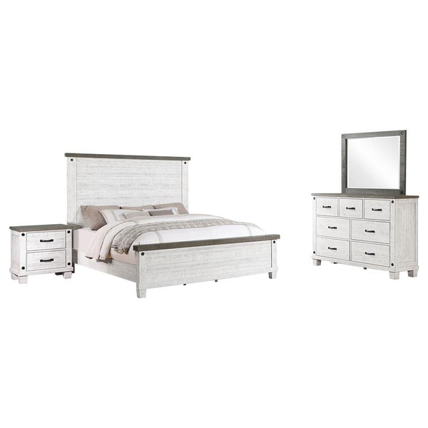 Lilith 4-piece Eastern King Bedroom Set Distressed White - 224471KE-S4