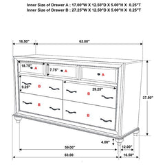 Barzini 7-drawer Rectangular Dresser Black - 200893