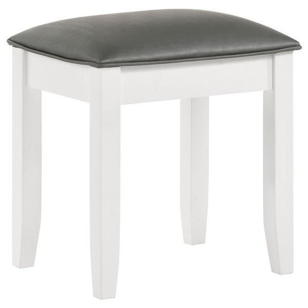 Barzini Upholstered Vanity Stool Metallic and White - 205897STL