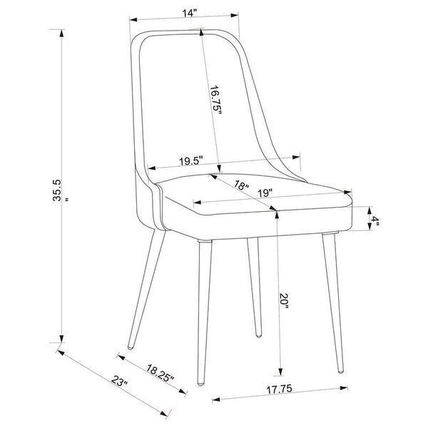 Cabianca Curved Back Side Chairs Grey (Set of 2) - 191442