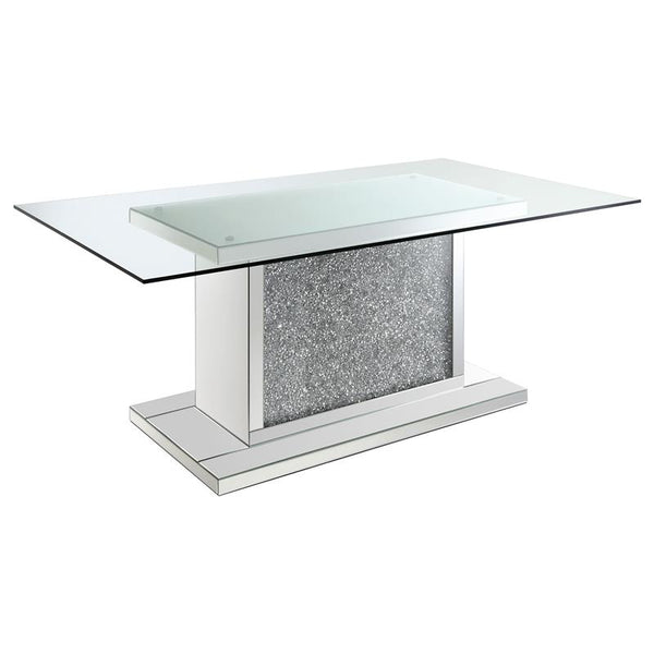 Marilyn Pedestal Rectangle Glass Top Dining Table Mirror - 115571N
