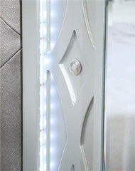 Gunnison Wood Eastern King LED Panel Bed Silver Metallic - 223211KE