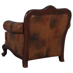 Victoria 3-piece Full Leather Upholstered Sofa Set Brown - 500681-S3