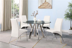 Alaia Round Glass Top Dining Table Clear and Chrome - 190710