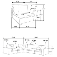 Lakeview 6-piece Upholstered Modular Sectional Chocolate - 551464-SETA