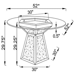 Quinn 5-piece Hexagon Pedestal Dining Room Set Mirror and Teal - 115561-S5T