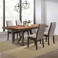 Spring Creek 5-piece Dining Room Set Natural Walnut and Taupe - 106581-S5G