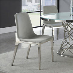 Irene Upholstered Side Chairs Light Grey and Chrome (Set of 4) - 110402
