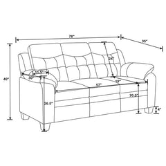 Finley 2-piece Upholstered Padded Arm Tufted Sofa Set Black - 506551-S2