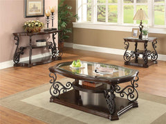 Laney 1-shelf Glass Top Rectangular End Table Deep Merlot - 702447