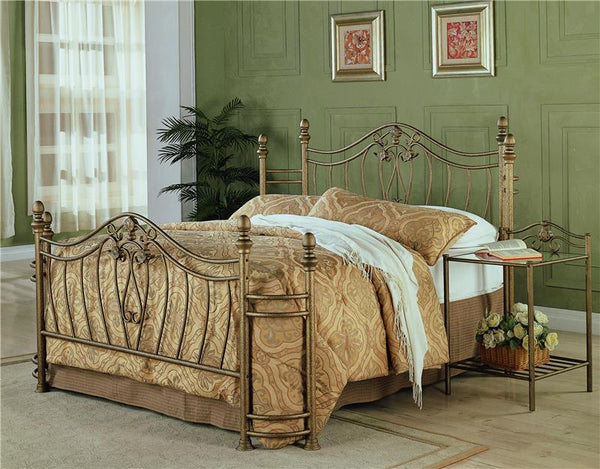 Sydney Metal Queen Open Frame Bed Antique Brushed Gold - 300171Q