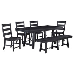 Newport 6-piece Rectangular Trestle Table Dining Set witih Bench Black - 108141-S6