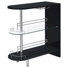 Adolfo 3-tier Bar Table Glossy Black and Clear - 101063