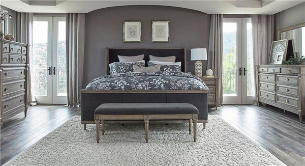Alderwood Upholstered Queen Wingback Bed French Grey - 223121Q