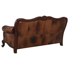 Victoria 3-piece Full Leather Upholstered Sofa Set Brown - 500681-S3