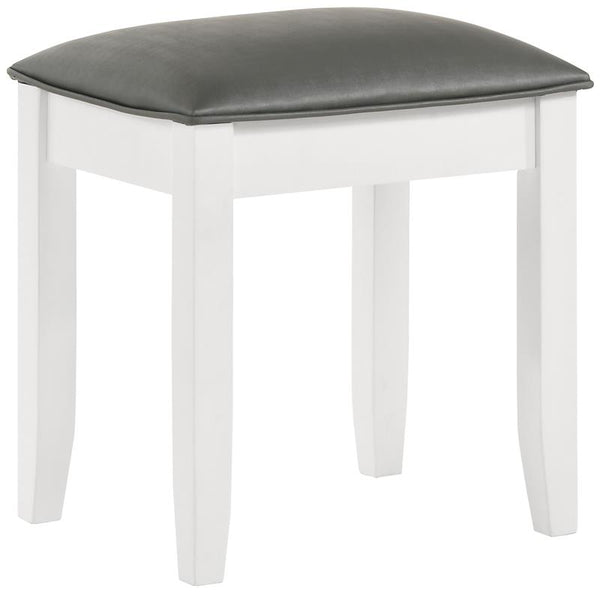 Felicity Upholstered Vanity Stool Metallic and Glossy White - 203507STL