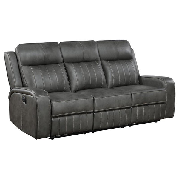 Raelynn Upholstered Track Arm Motion Sofa Grey - 603191
