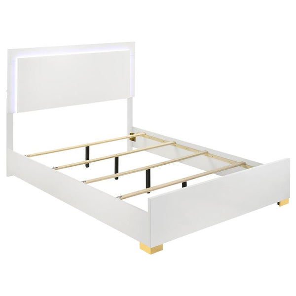 Marceline Wood Queen LED Panel Bed White - 222931Q