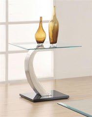 Pruitt Rectangular Glass Top Metal Side End Table Satin - 701237