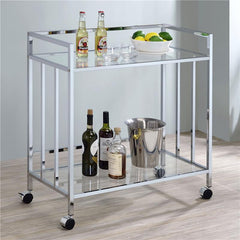 Cara Rectangular Glass Bar Cart Chrome - 181382