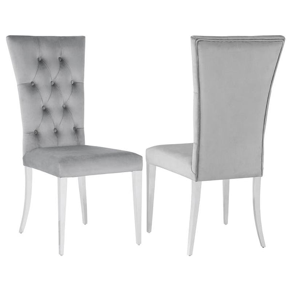 Kerwin Tufted Upholstered Side Chair (Set of 2) Grey and Chrome - 111103