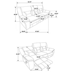 Greer Upholstered Motion Reclining Sofa Brown - 651354