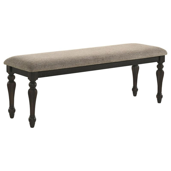 Bridget Upholstered Dining Bench Stone Brown and Charcoal Sandthrough - 108223