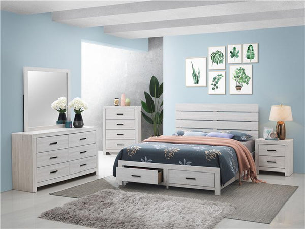 Brantford Wood Eastern King Panel Bed Coastal White - 207050KE