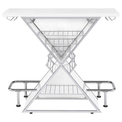 Atoka X-shaped Bar Unit with Wine Bottle Storage Glossy White - 130078