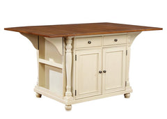 Slater 2-drawer Kitchen Island with Drop Leaves Brown and Buttermilk - 102271