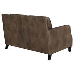 Leaton Upholstered Recessed Arm Loveseat Brown Sugar - 509442