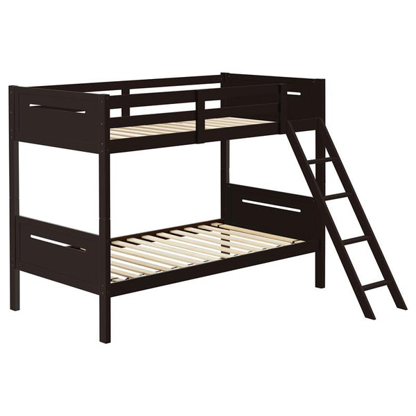 Littleton Wood Twin Over Twin Bunk Bed Espresso - 405051BRN
