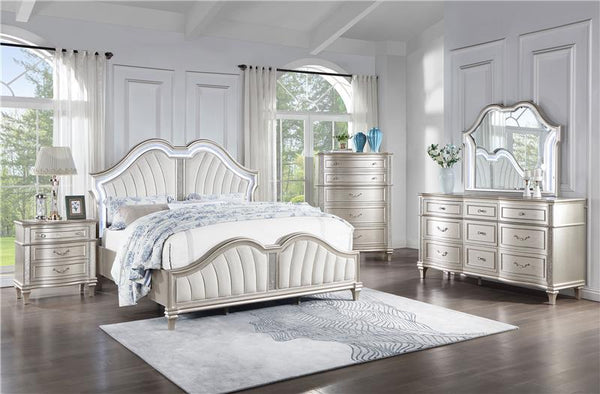 Evangeline Wood Queen LED Panel Bed Silver Oak - 223391Q